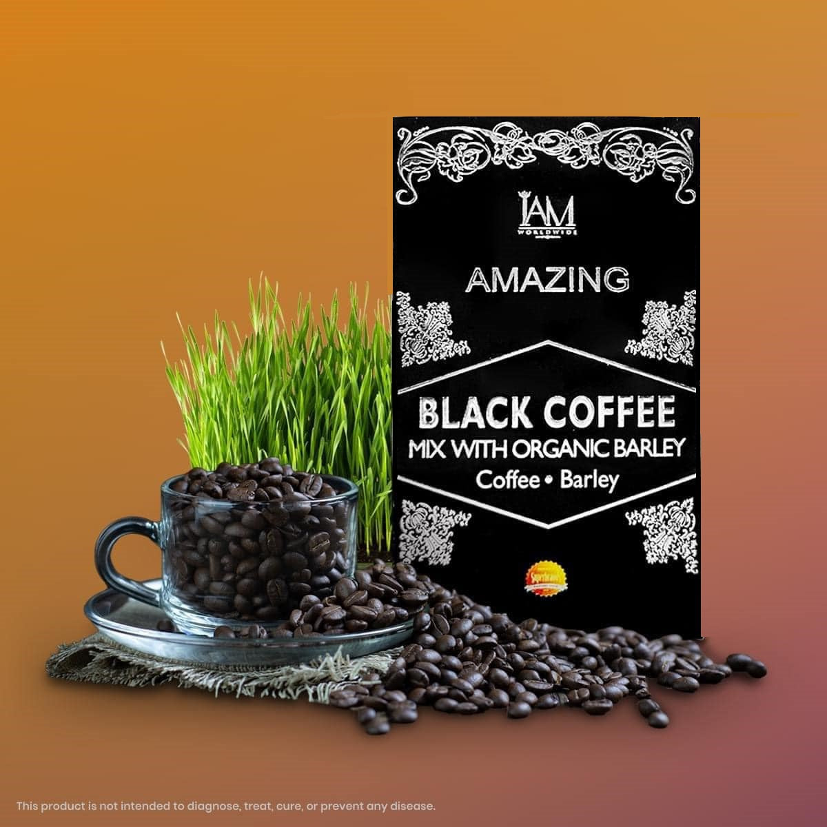 Amazing Black Coffee Mix with Organic Barley (1 Box) Organico