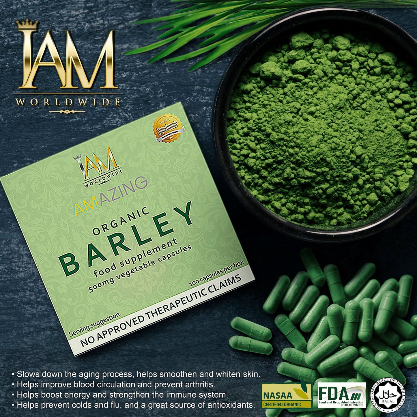 Amazing Pure Organic Barley Capsules (1 Box)